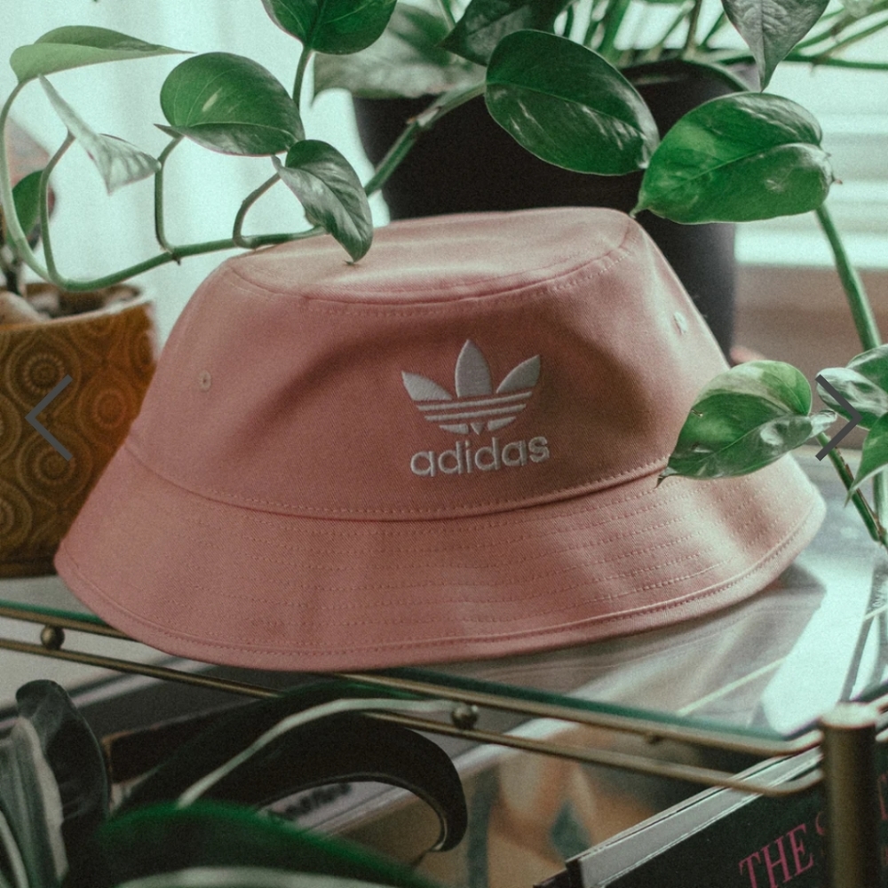 2/$35 NEW WITH TAGS ADIDAS PINK AND WHITE TREFOIL BUCKET HAT
